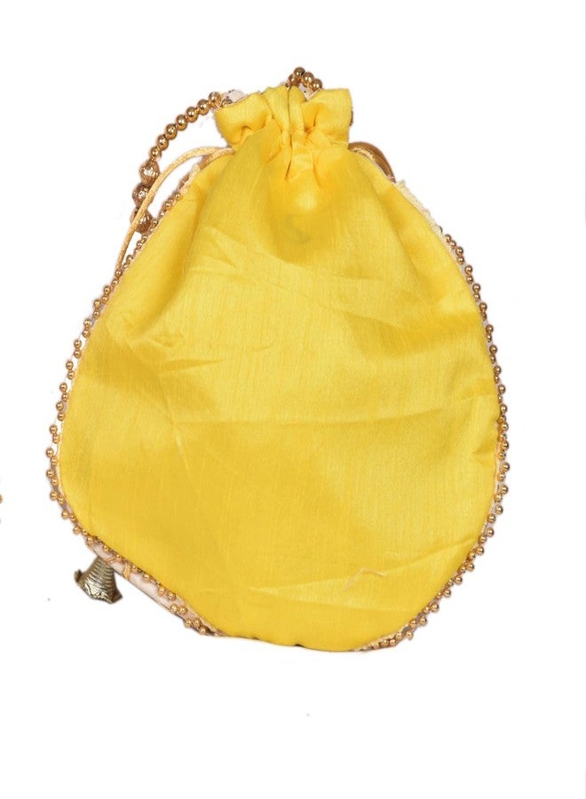 SuneshCreation Traditional Floral Embroidered Drawstring Potli Bag, Evening Purse (multicolour) - Image 2
